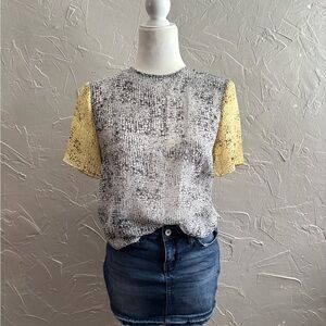 Vince Camuto Reptile Print Sheer Short Sleeve Blouse